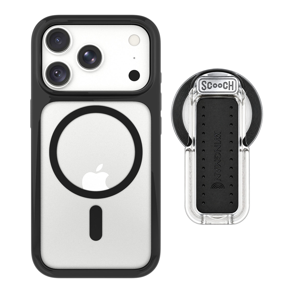 Scooch MagCase Tuxedo Clear for iPhone 18 Pro — MagSafe Wingback Bundle - Clear