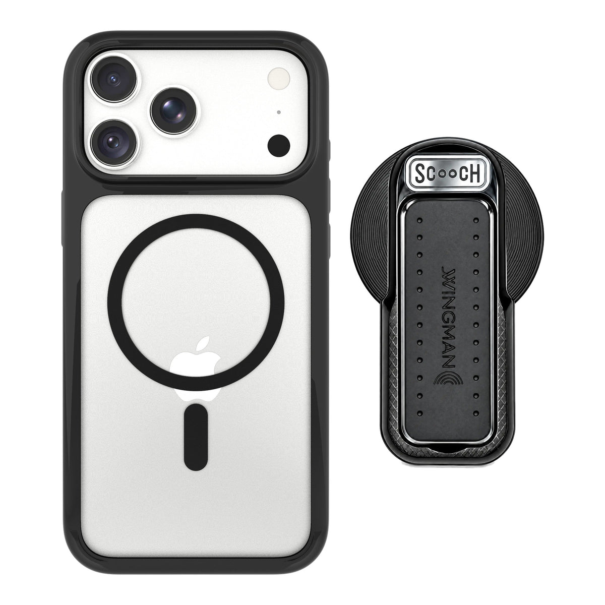Scooch MagCase Tuxedo Clear for iPhone 18 Pro Max — MagSafe Wingback Bundle - Black