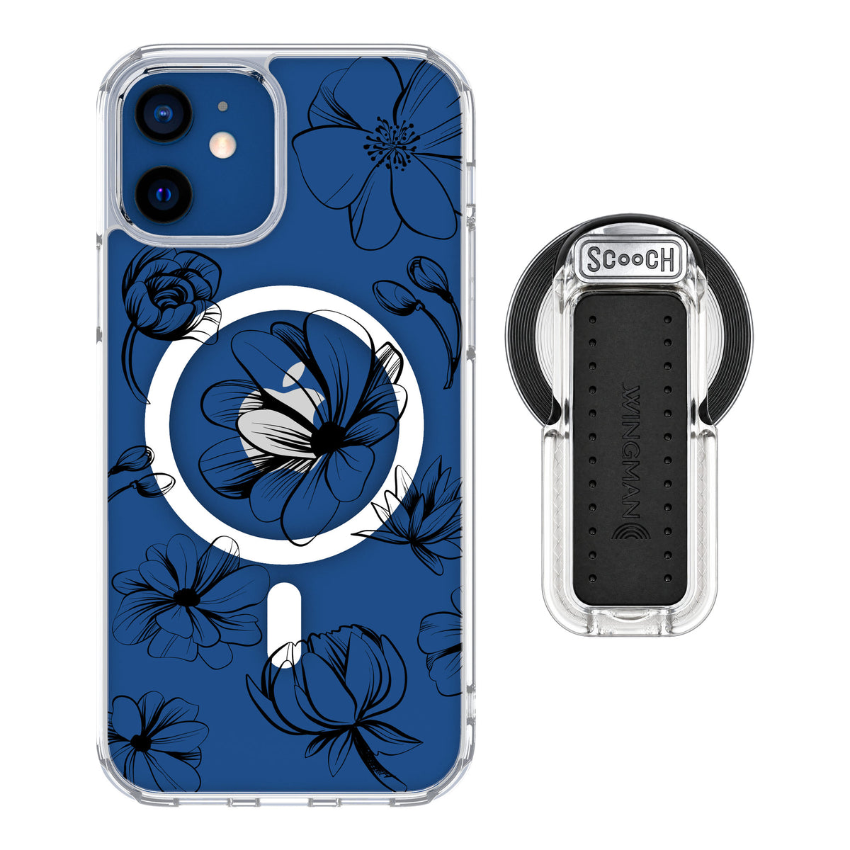 Scooch MagCase Vintage Flowers for iPhone 12 Pro — MagSafe Wingback Bundle - Clear