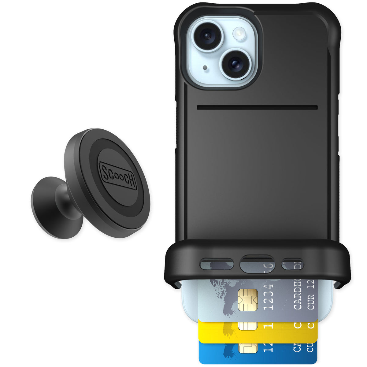 Scooch Wingmate Black for iPhone 15 — Starter Bundle