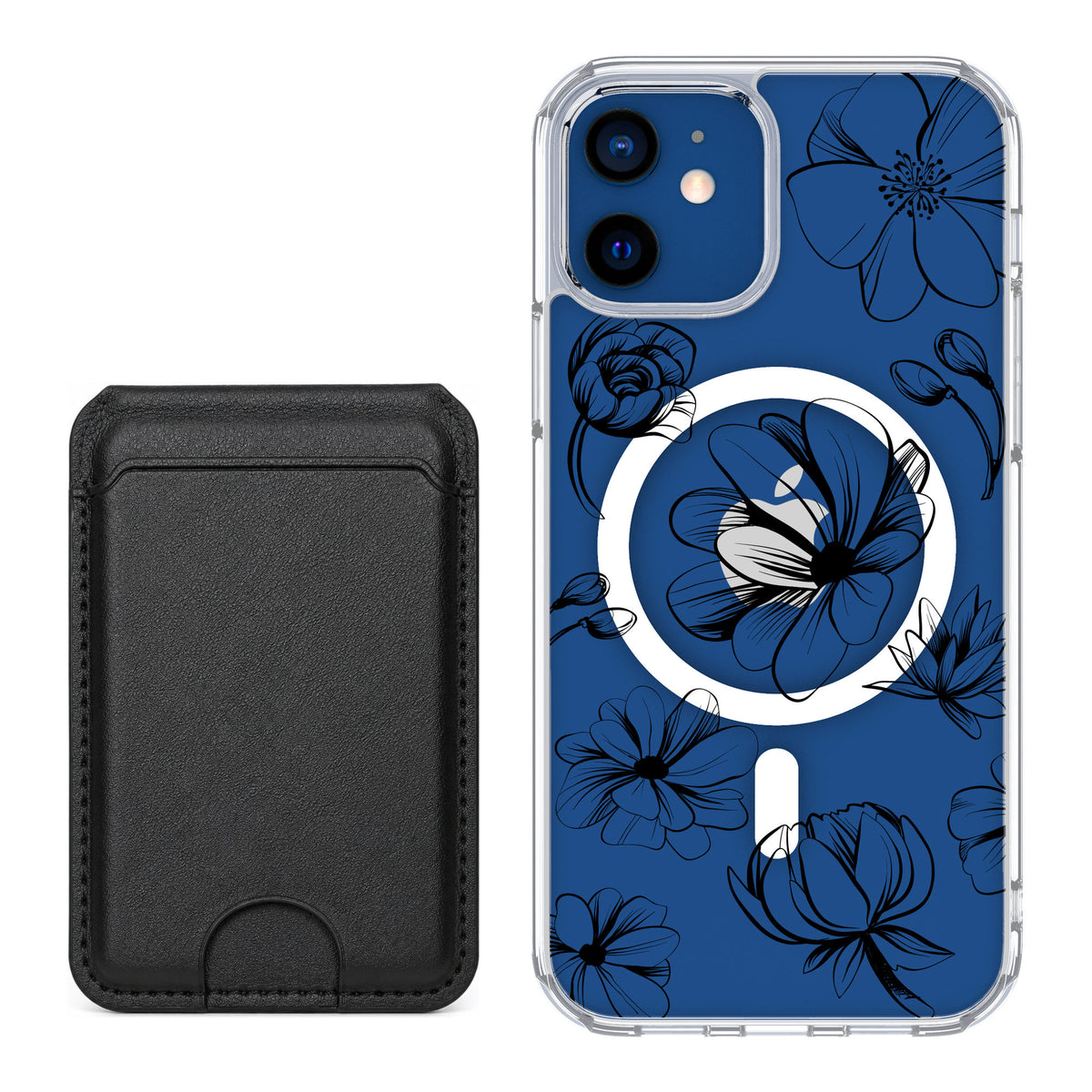 Scooch MagCase Vintage Flowers for iPhone 12 — Black MagWallet Bundle