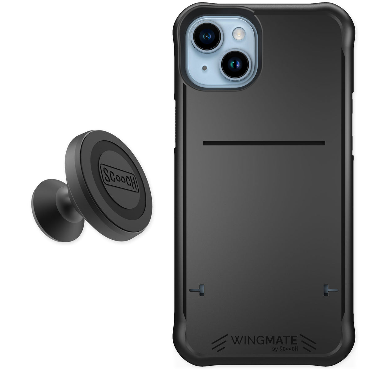 Scooch Wingmate Black for iPhone 14 Plus — Starter Bundle
