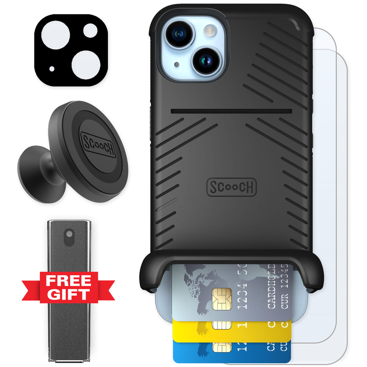Scooch Wingmate Black for iPhone 14 — Defender Bundle