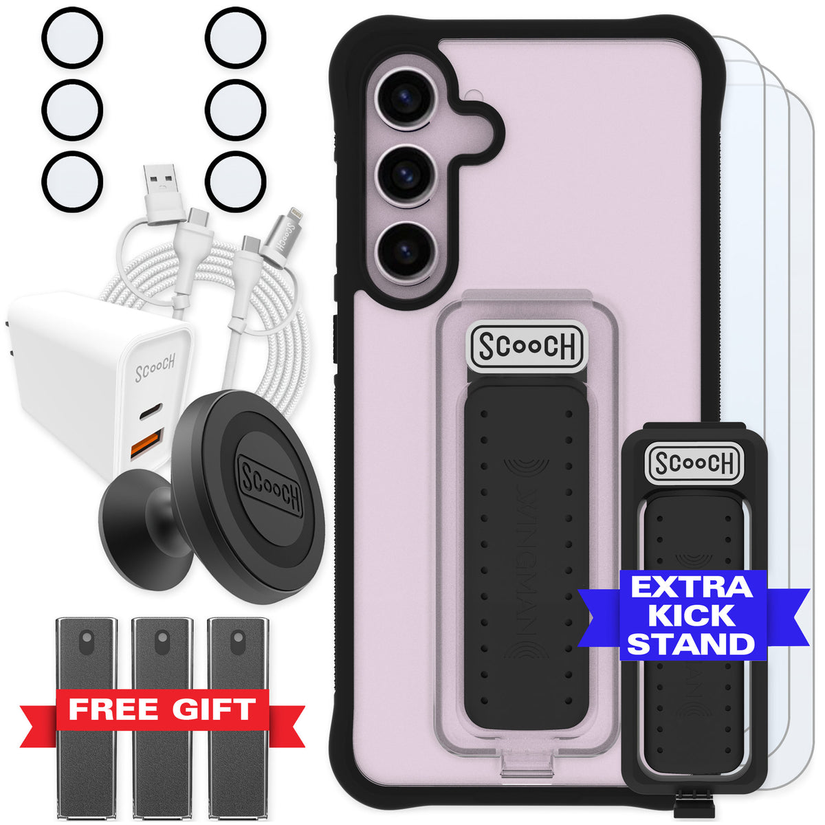 Scooch Wingman Tuxedo Clear for Galaxy S25+ — Ultimate Bundle
