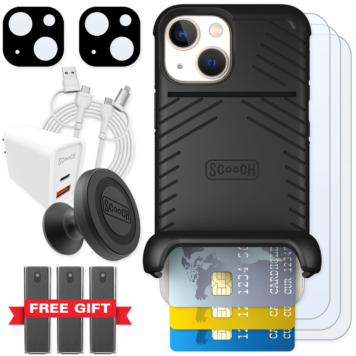 Scooch Wingmate Black for iPhone 13 mini — Ultimate Bundle