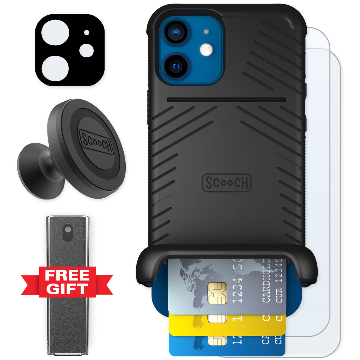 Scooch Wingmate Black for iPhone 12 — Defender Bundle