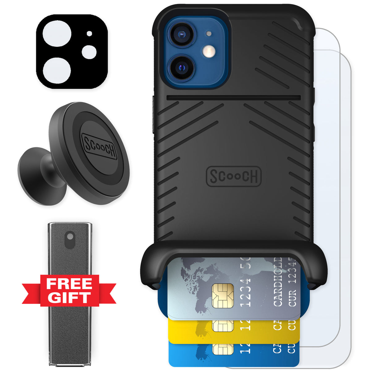 Scooch Wingmate Black for iPhone 12 mini — Defender Bundle