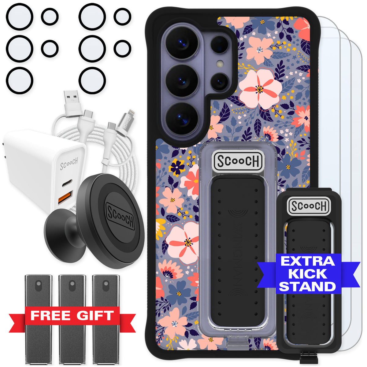 Scooch Wingman Wildflowers for Galaxy S26 Ultra — Ultimate Bundle
