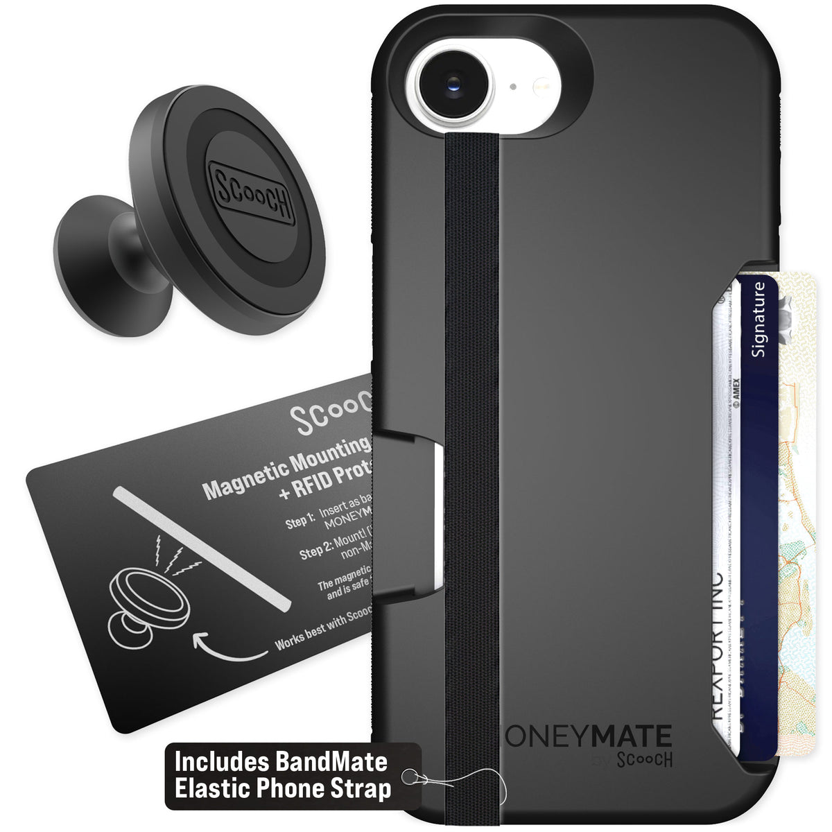 Scooch Moneymate Black for iPhone 17e — Starter Bundle