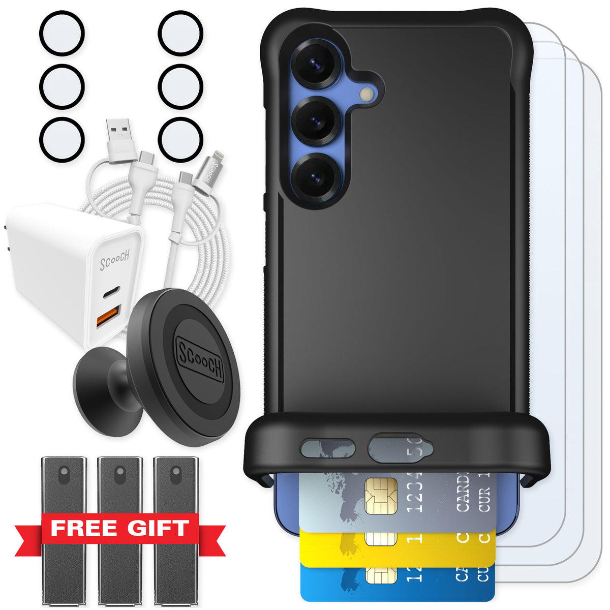 Scooch Wingmate Black for Galaxy S25 — Ultimate Bundle