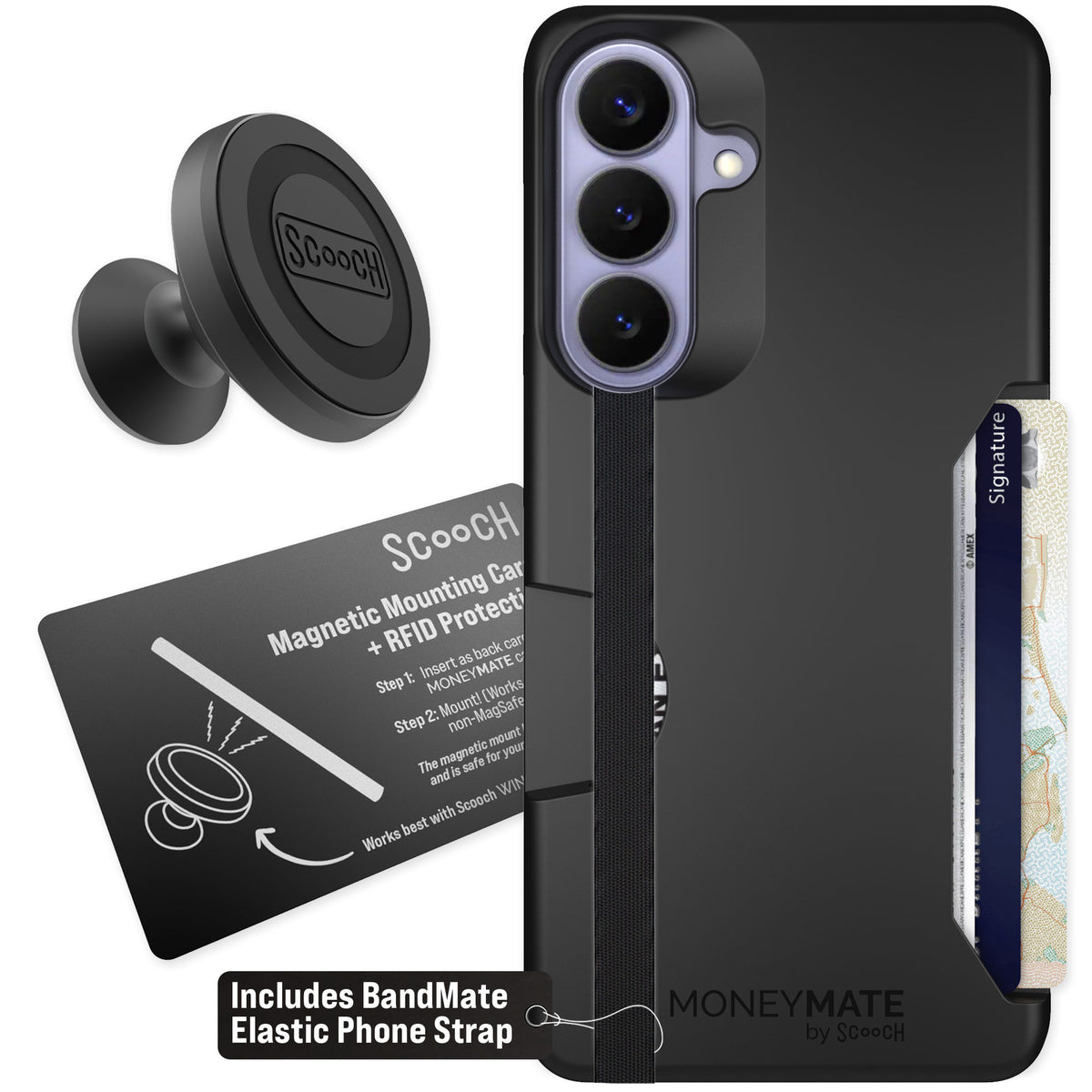 Scooch Moneymate Black for Galaxy S26+ — Starter Bundle
