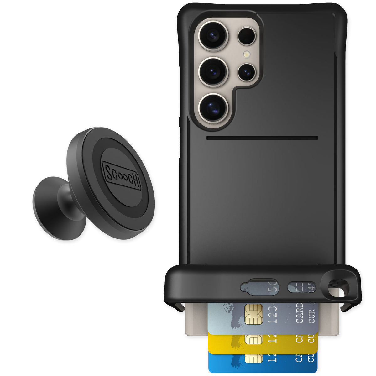 Scooch Wingmate Black for Galaxy S24 Ultra — Starter Bundle