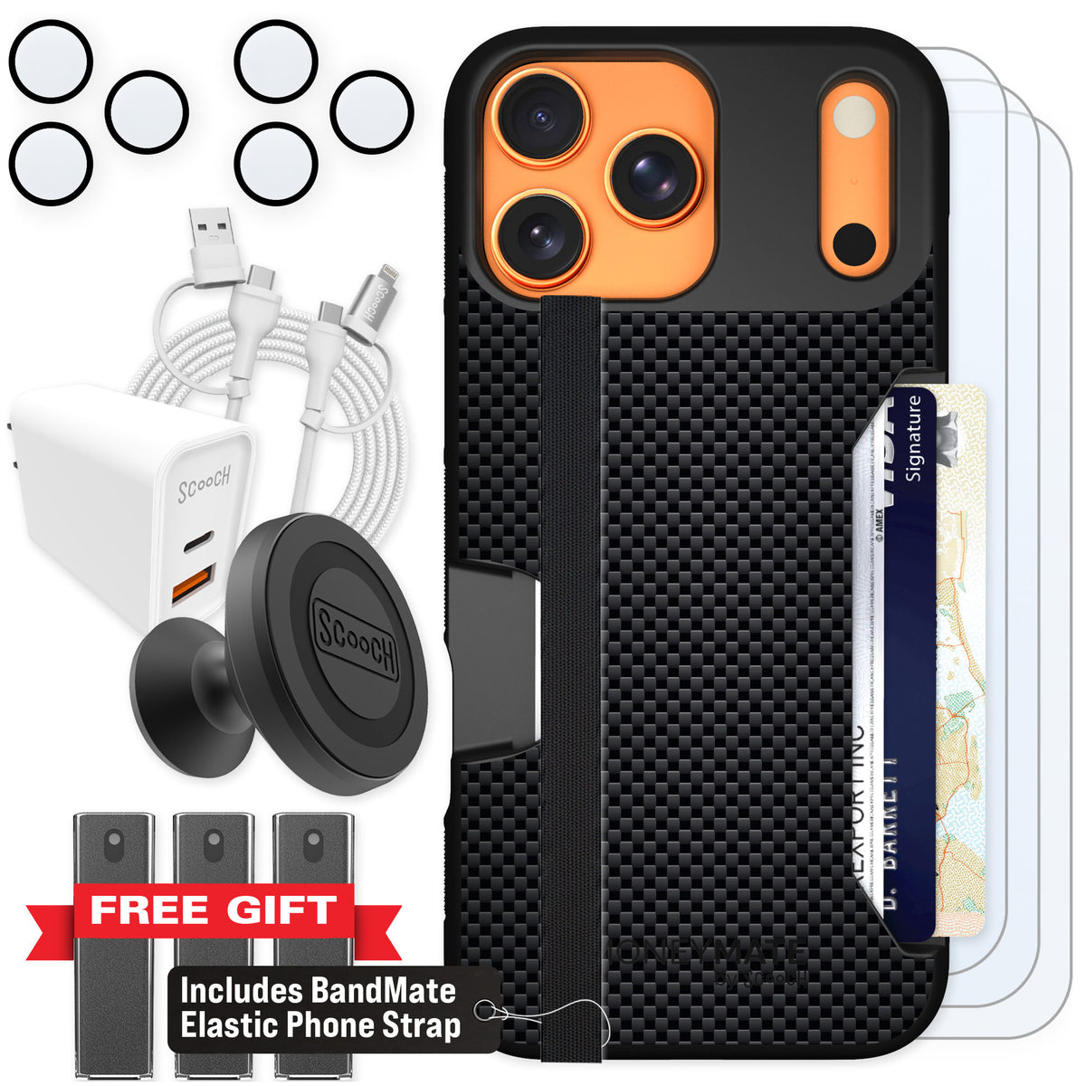 Scooch Moneymate Carbon Fiber for iPhone 17 Pro Max β Ultimate Bundle