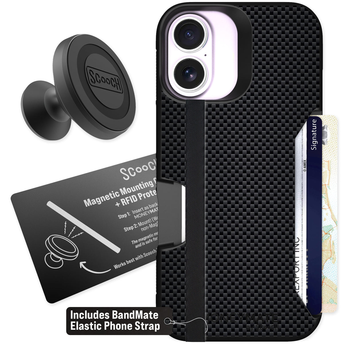 Scooch Moneymate Carbon Fiber for iPhone 17 β Starter Bundle