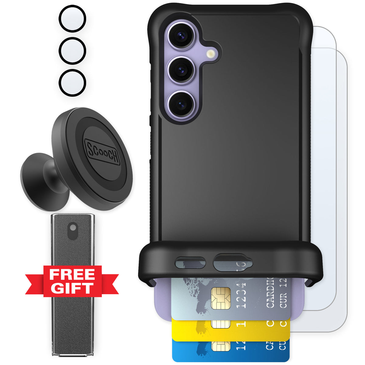 Scooch Wingmate Black for Galaxy S24 — Defender Bundle