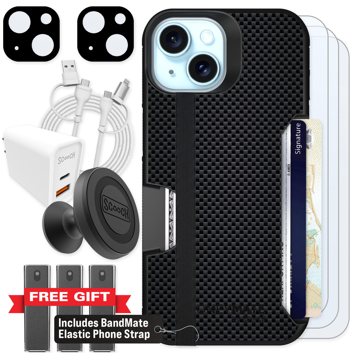 Scooch Moneymate Carbon Fiber for iPhone 13 β Ultimate Bundle