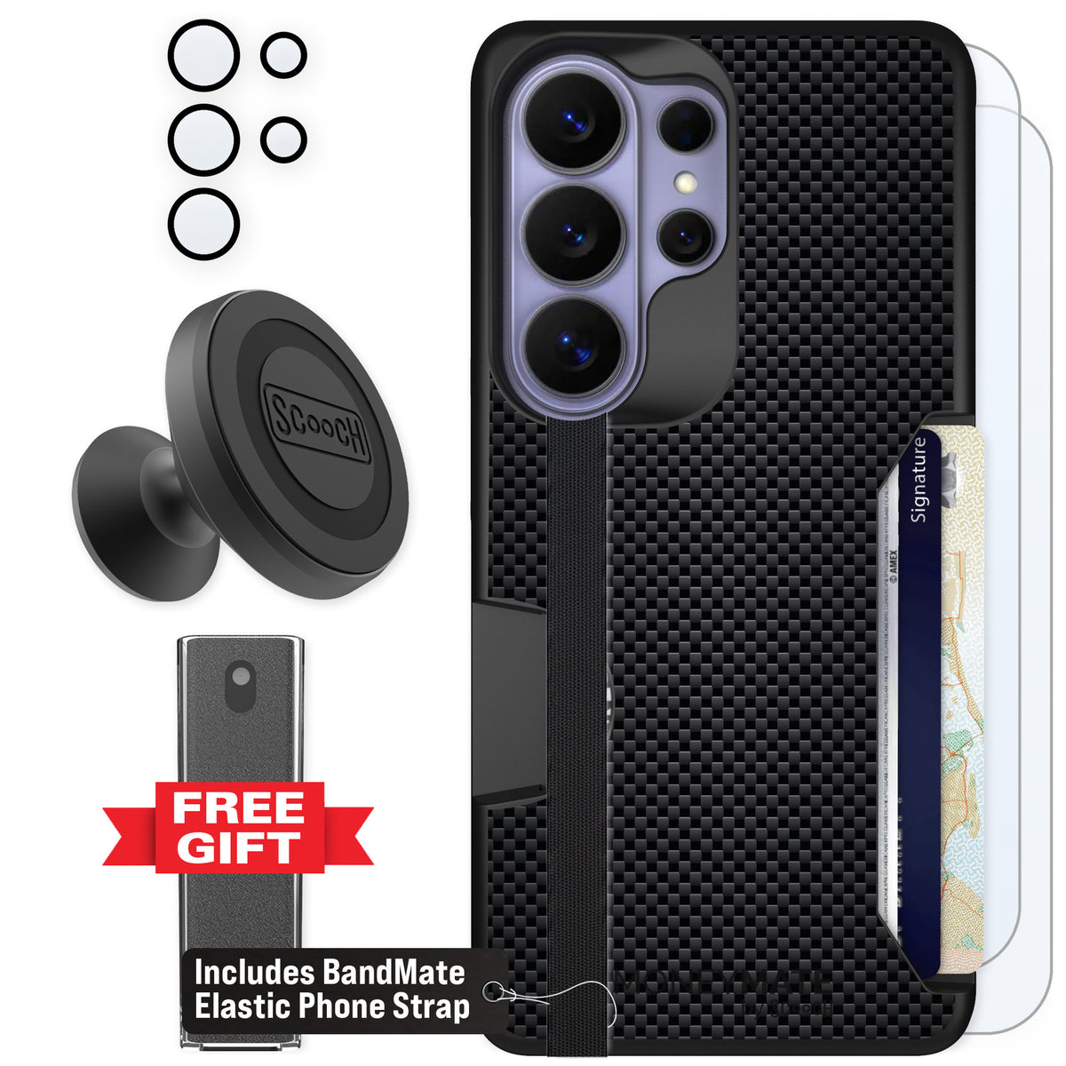 Scooch Moneymate Carbon Fiber for Galaxy S26 Ultra β Defender Bundle