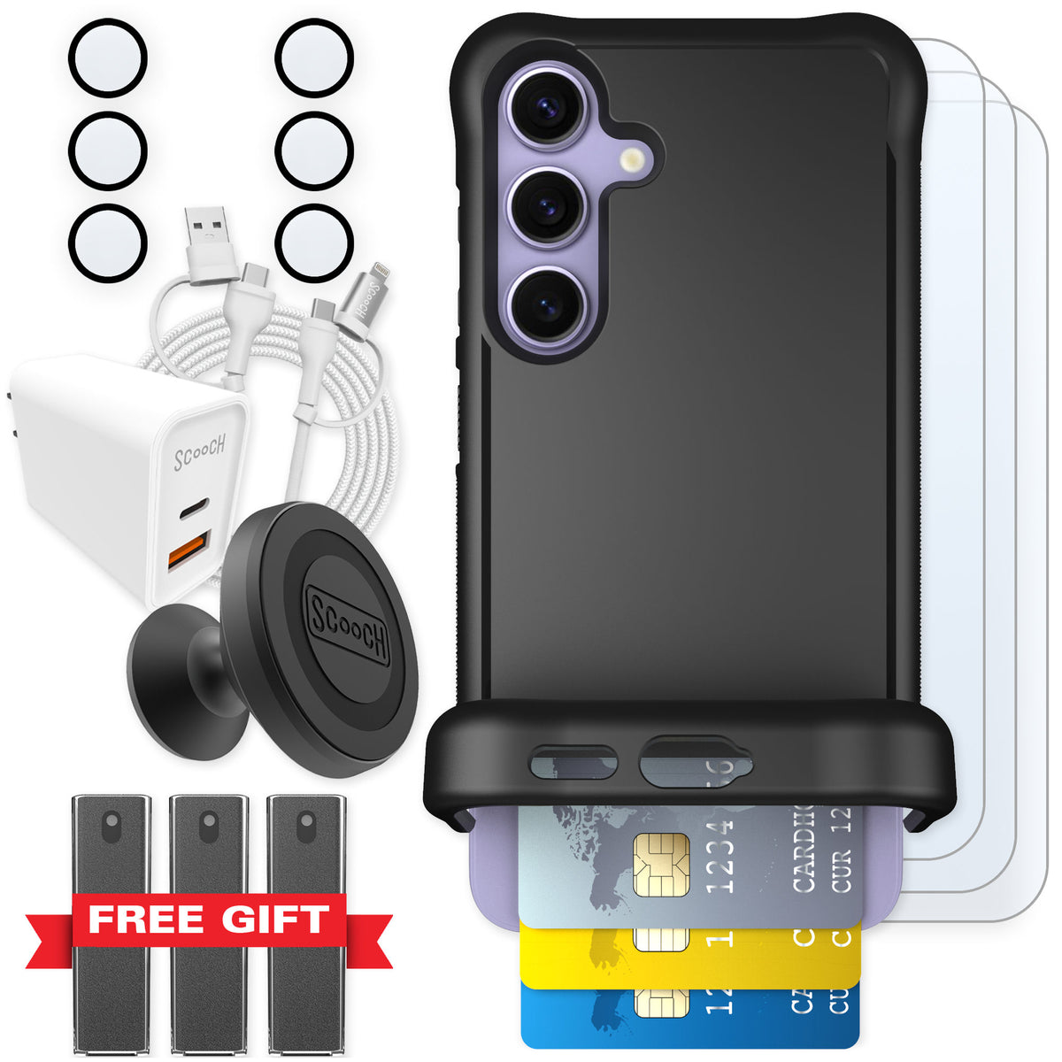 Scooch Wingmate Black for Galaxy S24 — Ultimate Bundle
