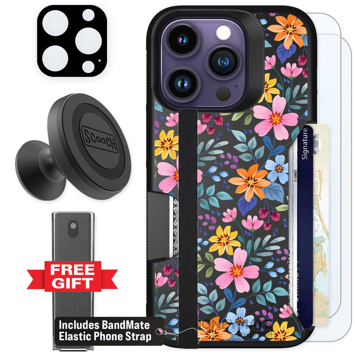 Scooch Moneymate Full Bloom for iPhone 14 Pro — Defender Bundle