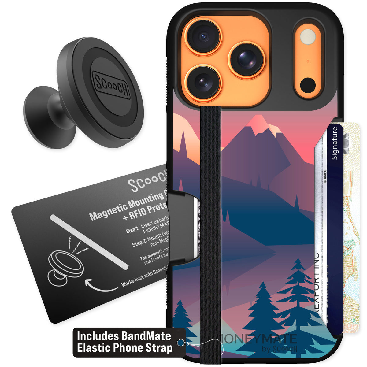Scooch Moneymate Mountain Range for iPhone 17 Pro — Starter Bundle