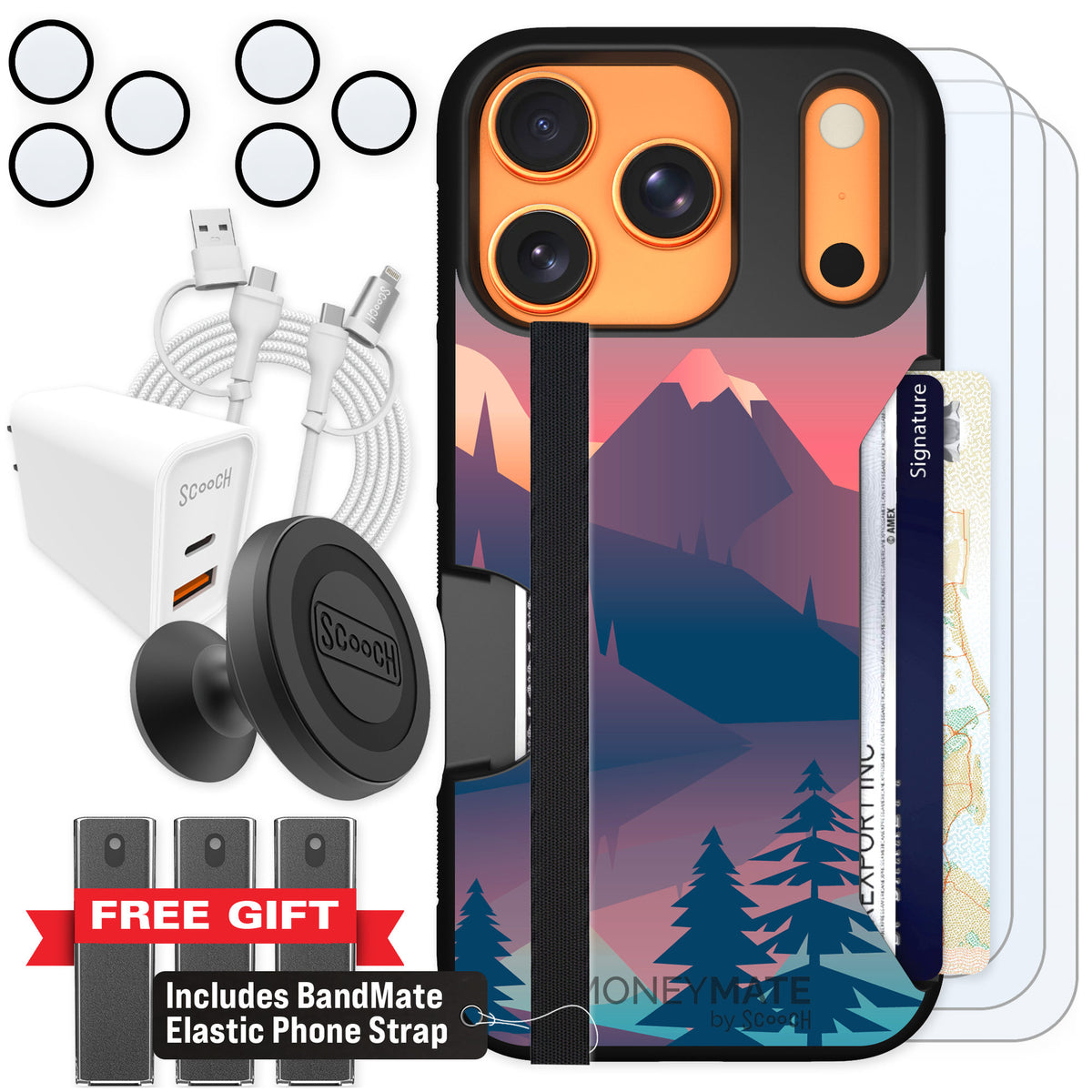 Scooch Moneymate Mountain Range for iPhone 17 Pro — Ultimate Bundle