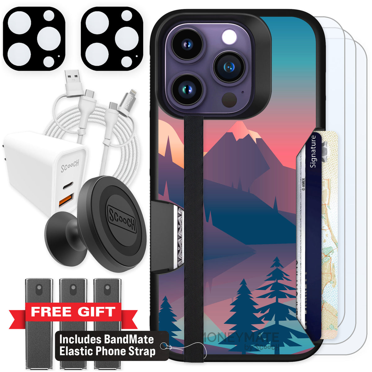 Scooch Moneymate Mountain Range for iPhone 14 Pro — Ultimate Bundle