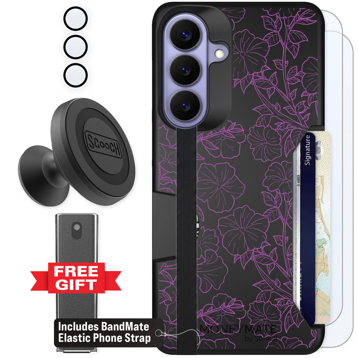 Scooch Moneymate Purple Petunias for Galaxy S26+ — Defender Bundle