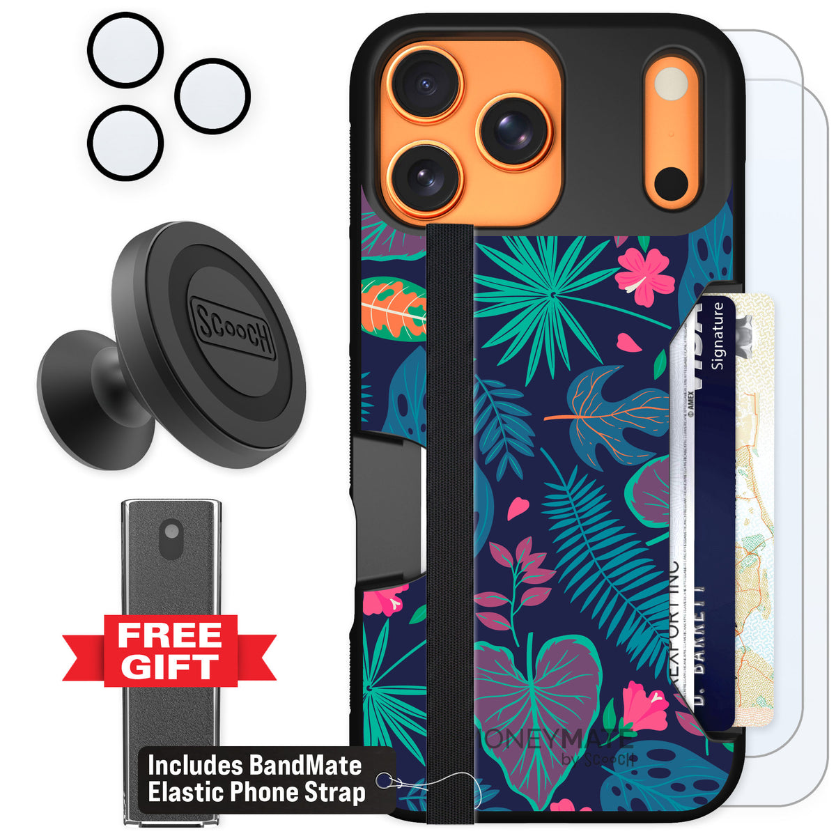 Scooch Moneymate Tropical Leaves for iPhone 17 Pro Max β Defender Bundle