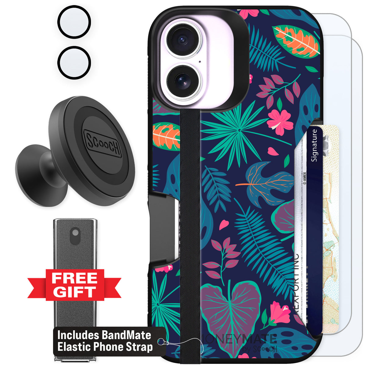 Scooch Moneymate Tropical Leaves for iPhone 17 β Defender Bundle