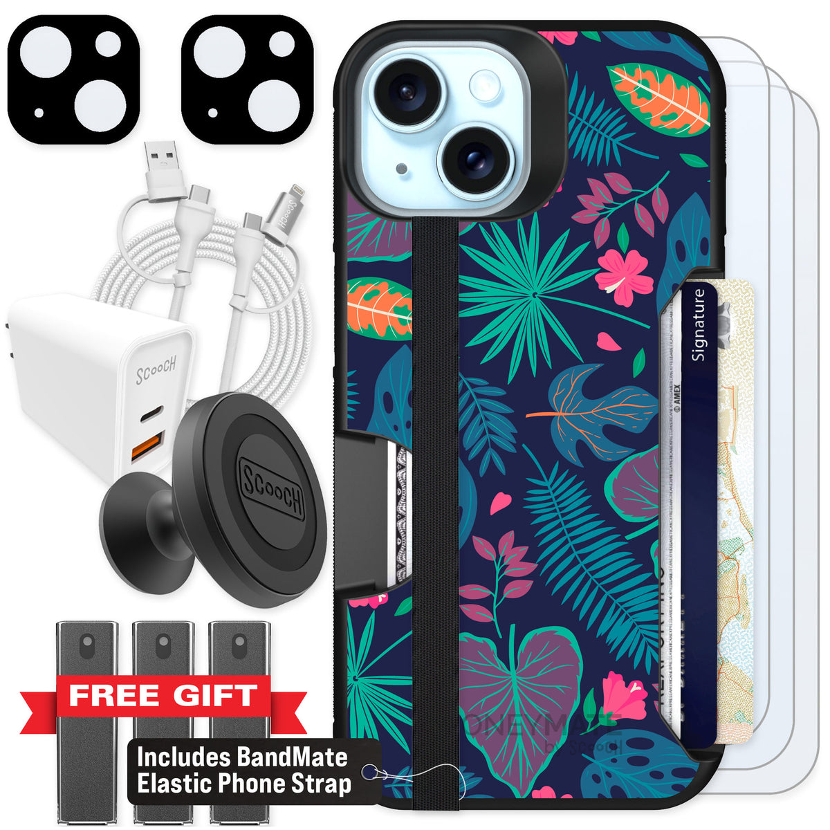 Scooch Moneymate Tropical Leaves for iPhone 13 β Ultimate Bundle