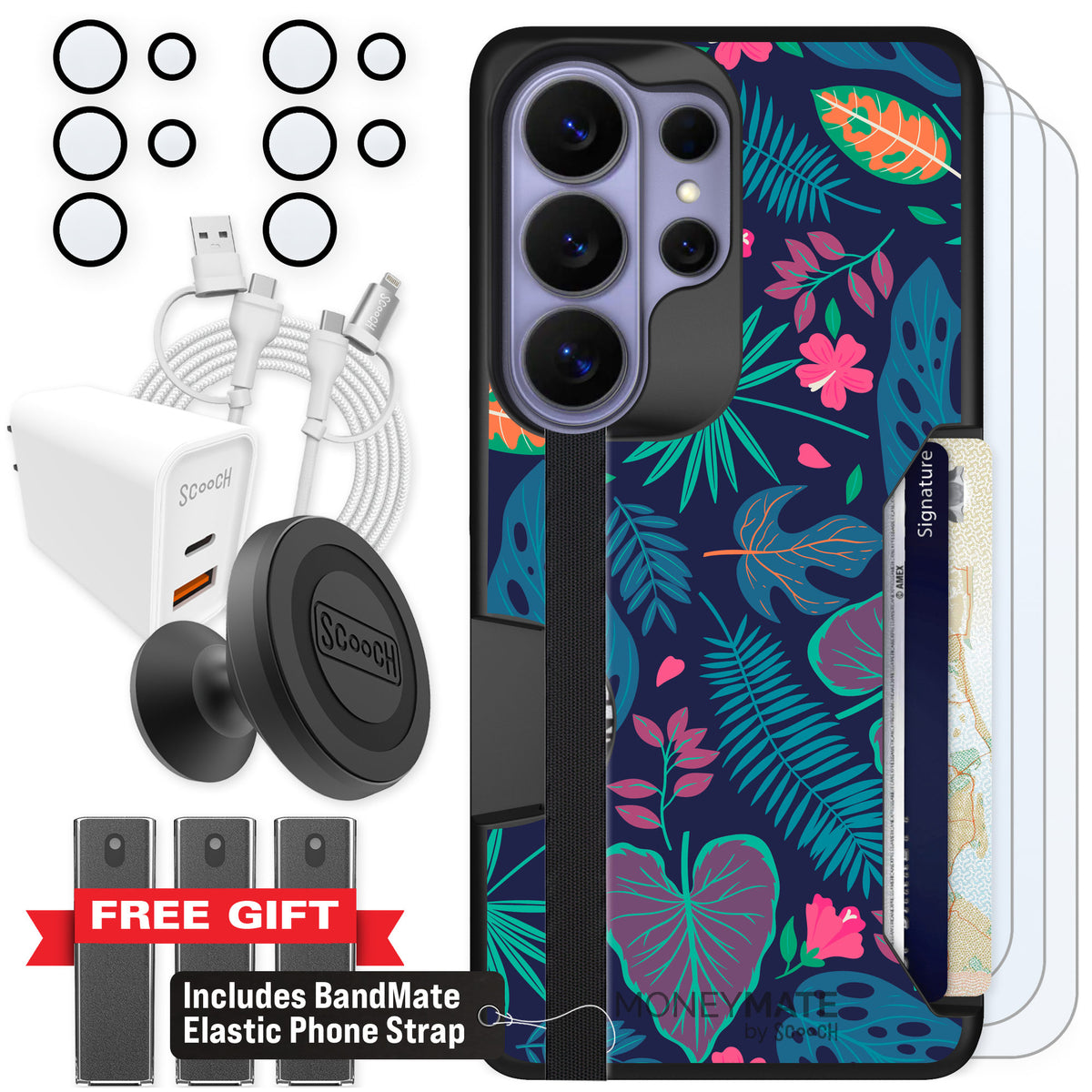 Scooch Moneymate Tropical Leaves for Galaxy S26 Ultra β Ultimate Bundle