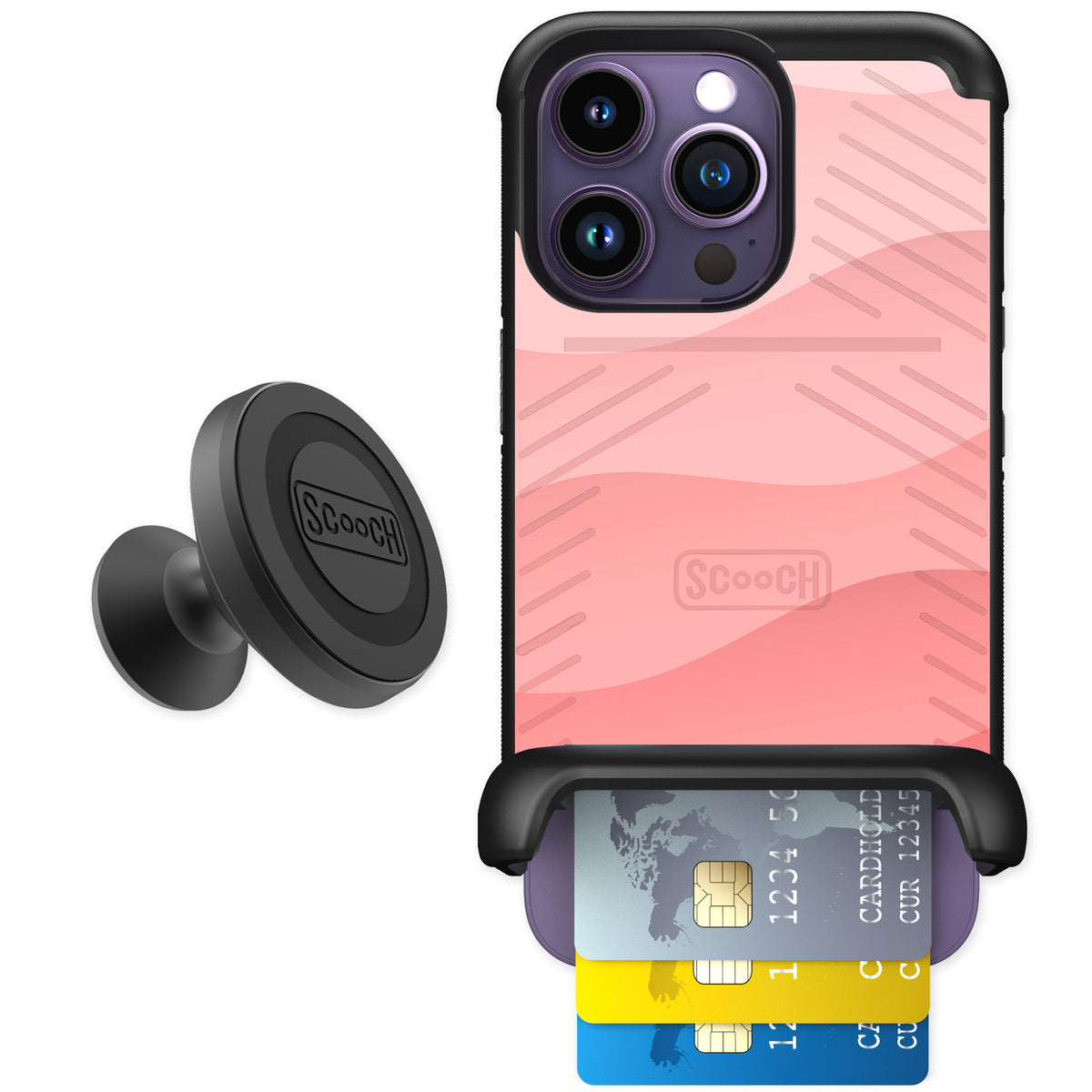 Scooch Wingmate Pink Waves for iPhone 14 Pro — Starter Bundle