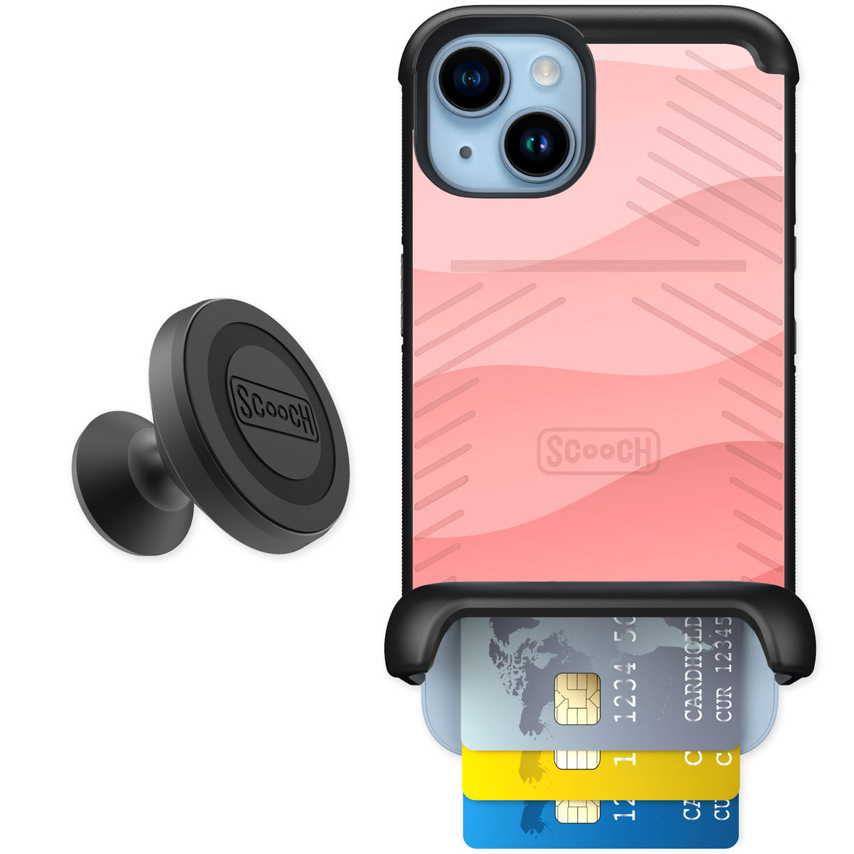 Scooch Wingmate Pink Waves for iPhone 14 — Starter Bundle