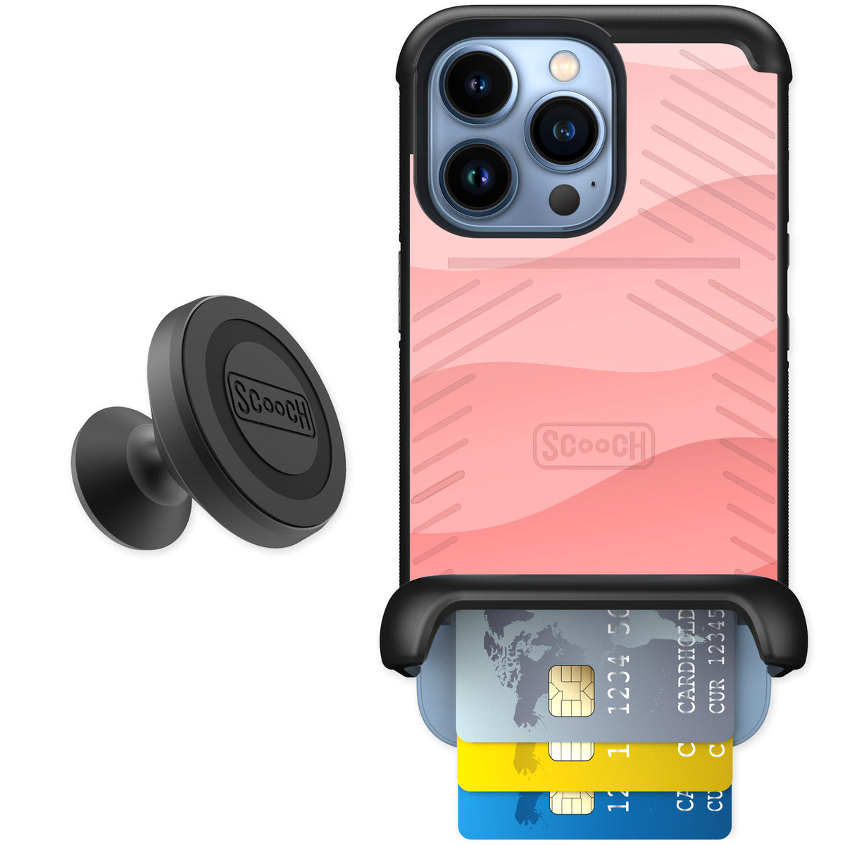 Scooch Wingmate Pink Waves for iPhone 13 Pro — Starter Bundle