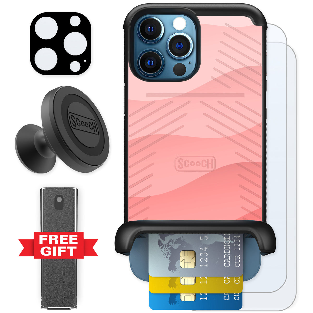 Scooch Wingmate Pink Waves for iPhone 12 Pro Max — Defender Bundle