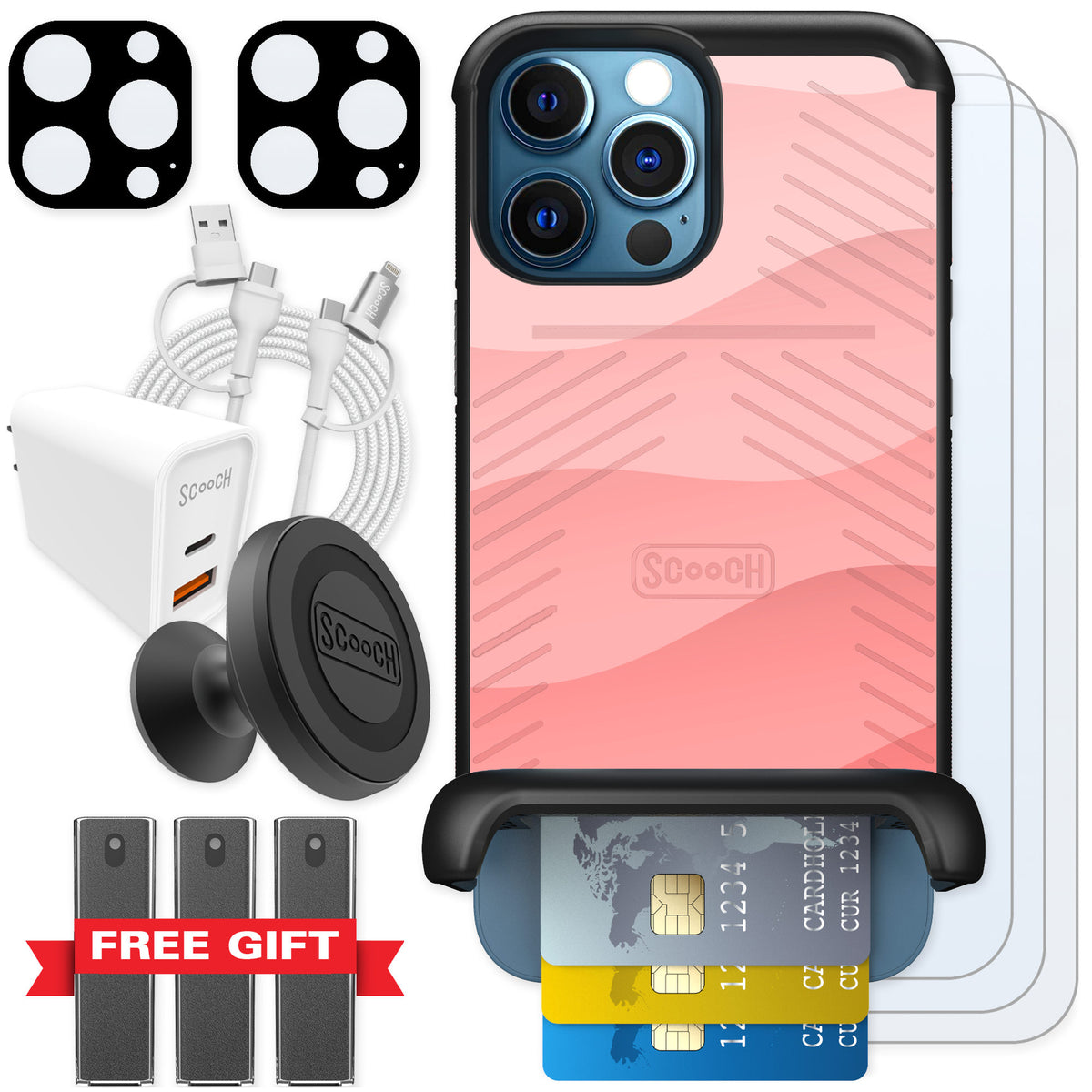 Scooch Wingmate Pink Waves for iPhone 12 Pro Max — Ultimate Bundle