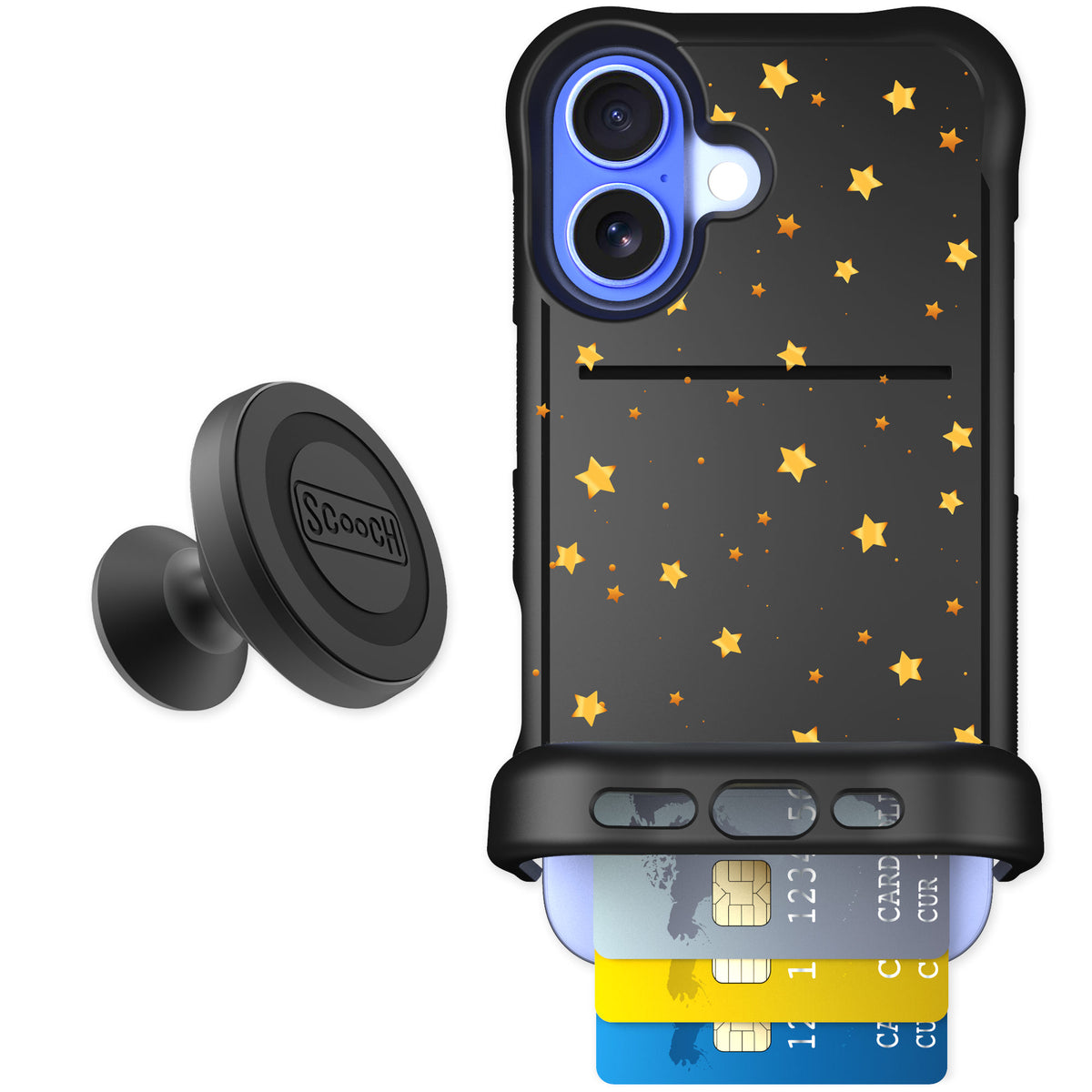 Scooch Wingmate Gold Stars for iPhone 16 β Starter Bundle