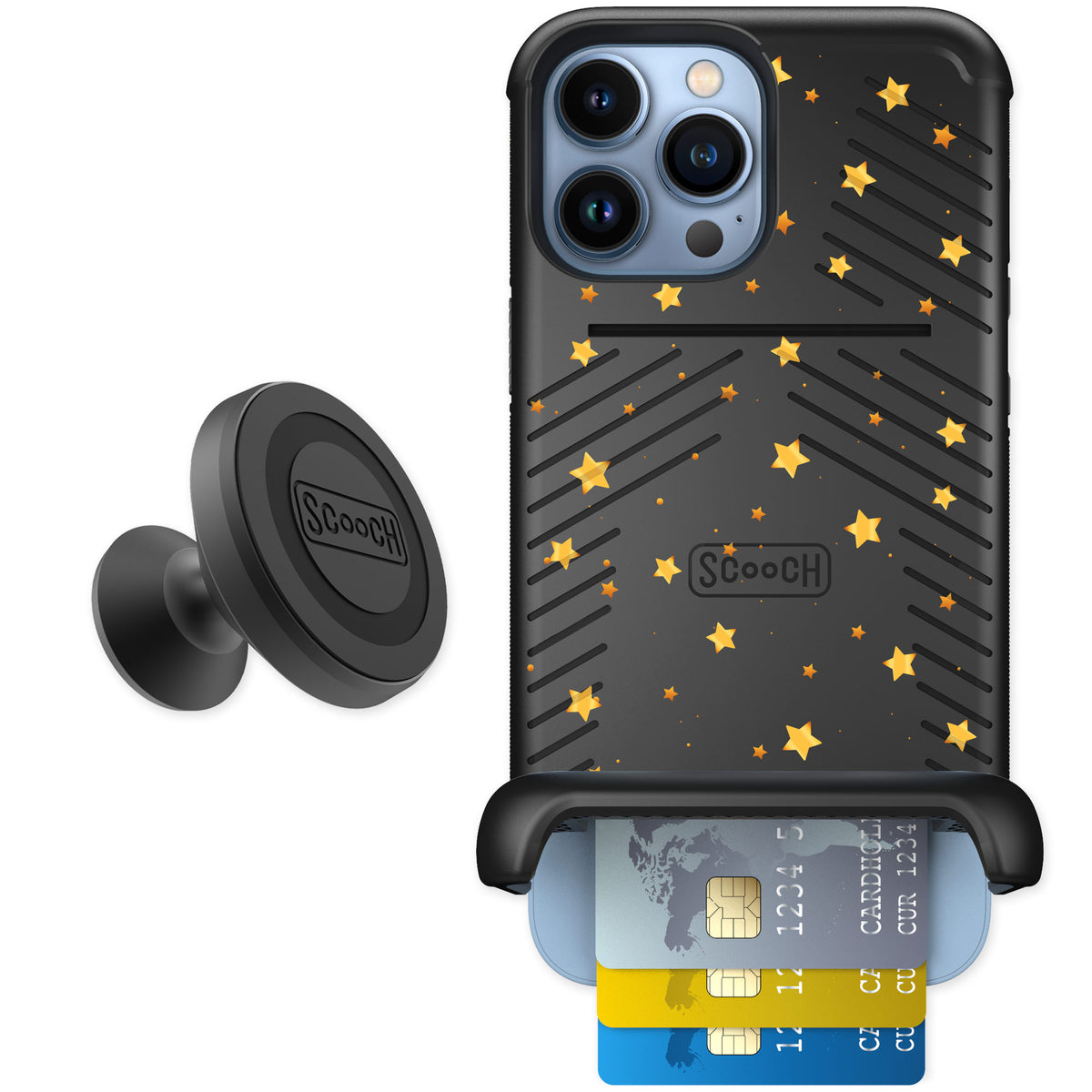 Scooch Wingmate Gold Stars for iPhone 13 Pro Max β Starter Bundle