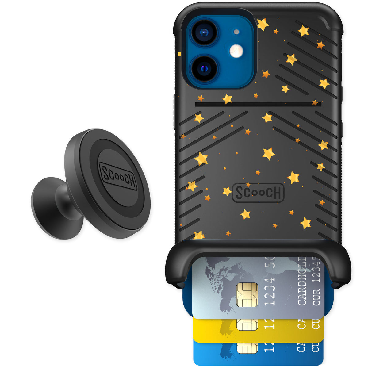 Scooch Wingmate Gold Stars for iPhone 12 mini β Starter Bundle