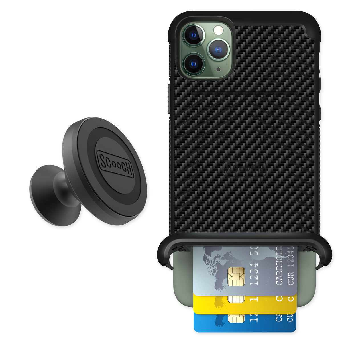 Scooch Wingmate Carbon Fiber for iPhone 11 Pro Max — Starter Bundle