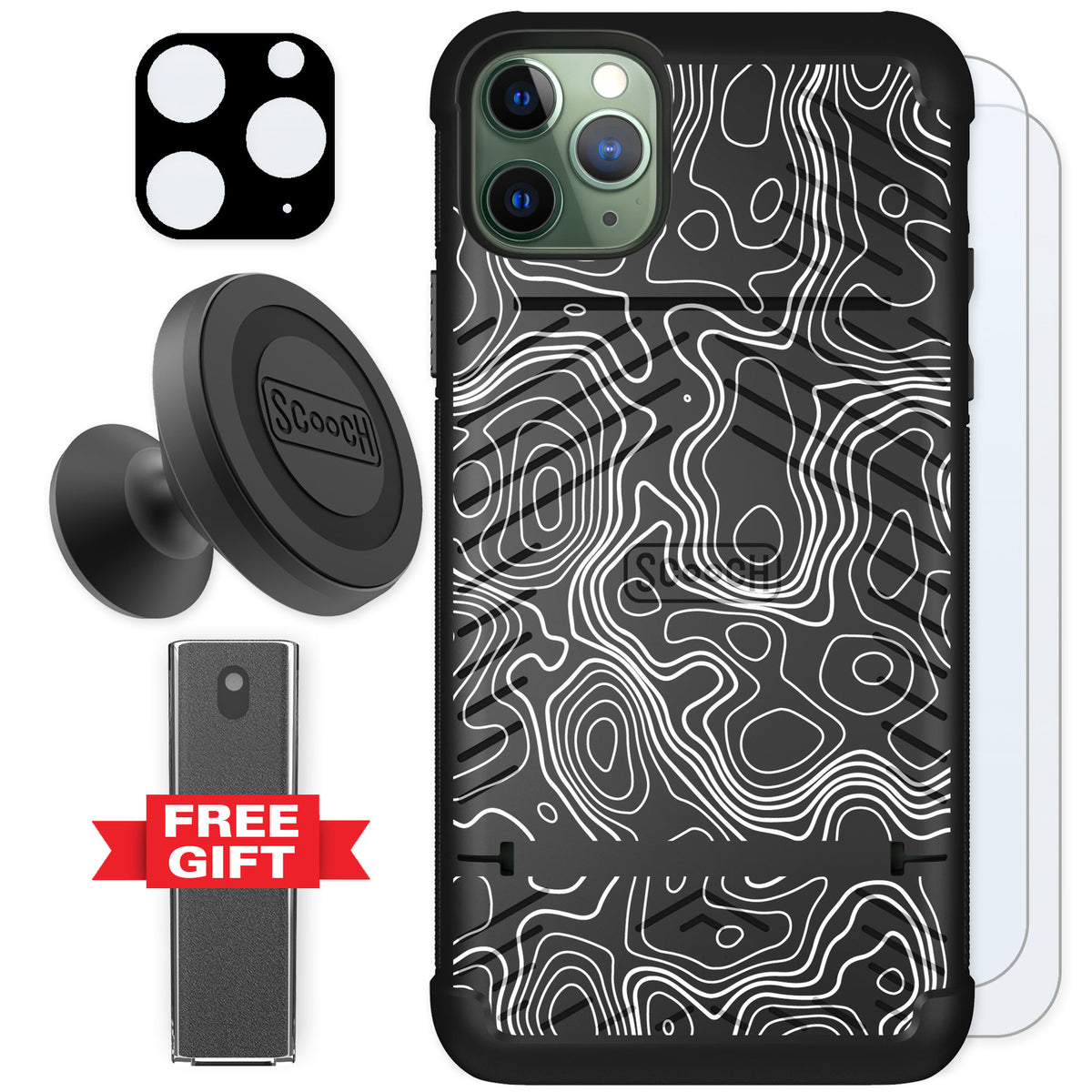 Scooch Wingmate Topography for iPhone 11 Pro Max — Defender Bundle