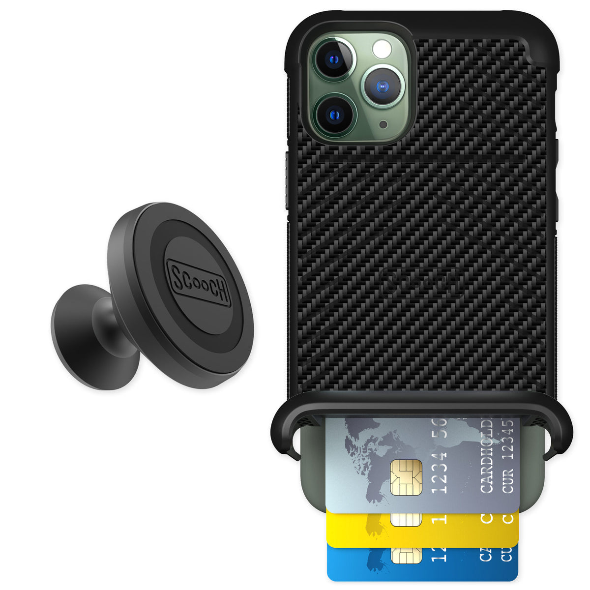 Scooch Wingmate Carbon Fiber for iPhone 11 Pro — Starter Bundle