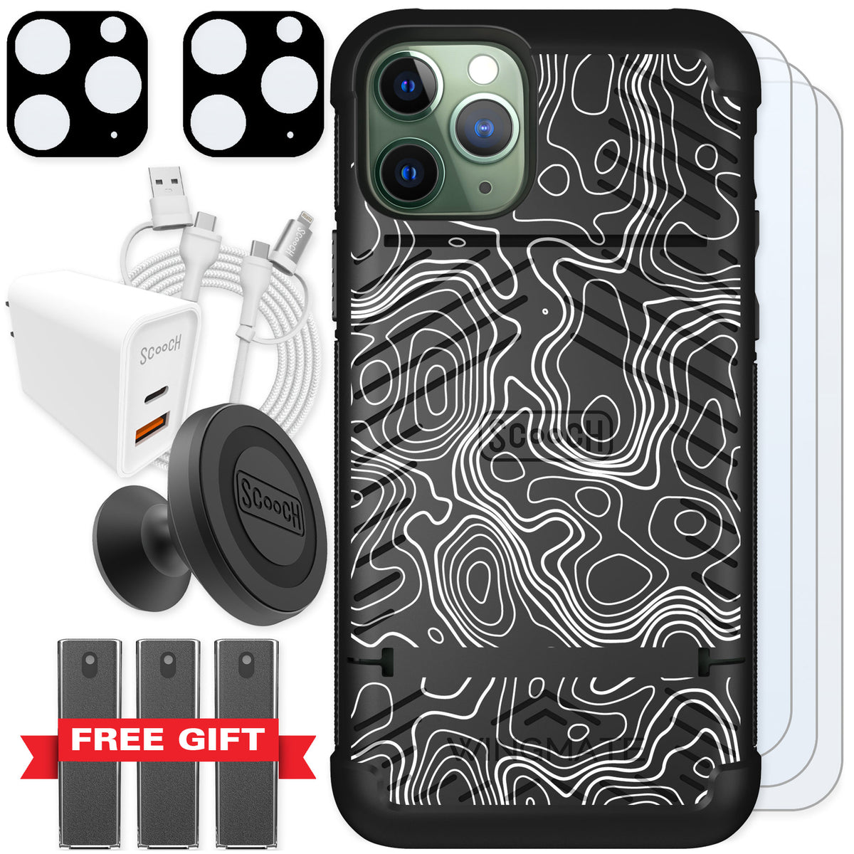 Scooch Wingmate Topography for iPhone 11 Pro — Ultimate Bundle