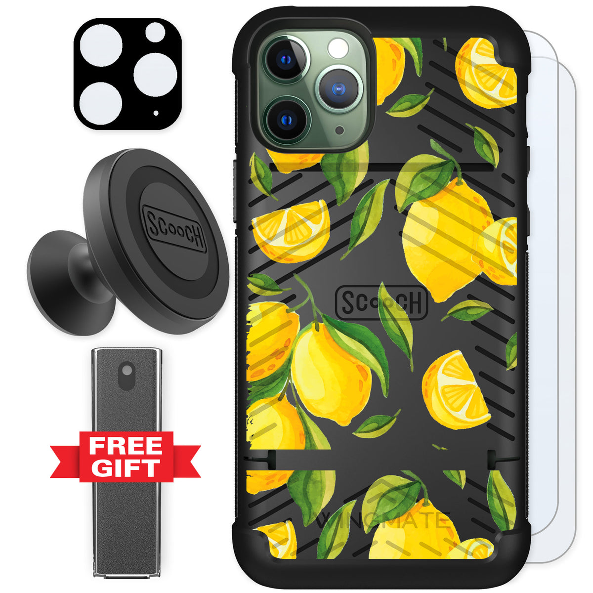 Scooch Wingmate Amalfi Lemons for iPhone 11 Pro — Defender Bundle