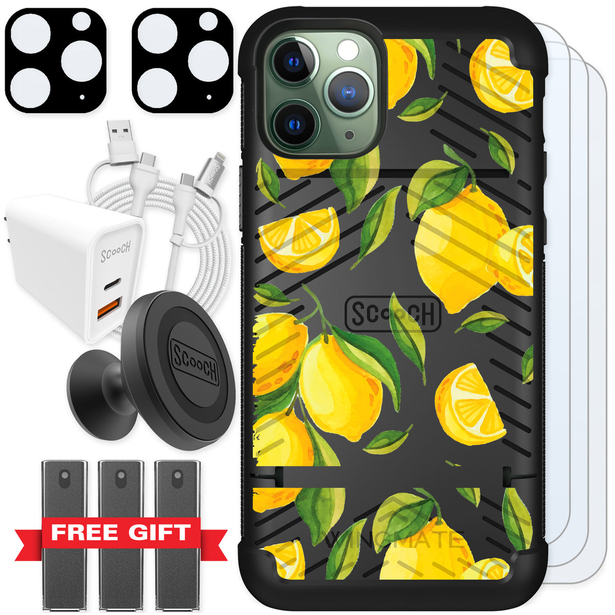 Scooch Wingmate Amalfi Lemons for iPhone 11 Pro — Ultimate Bundle