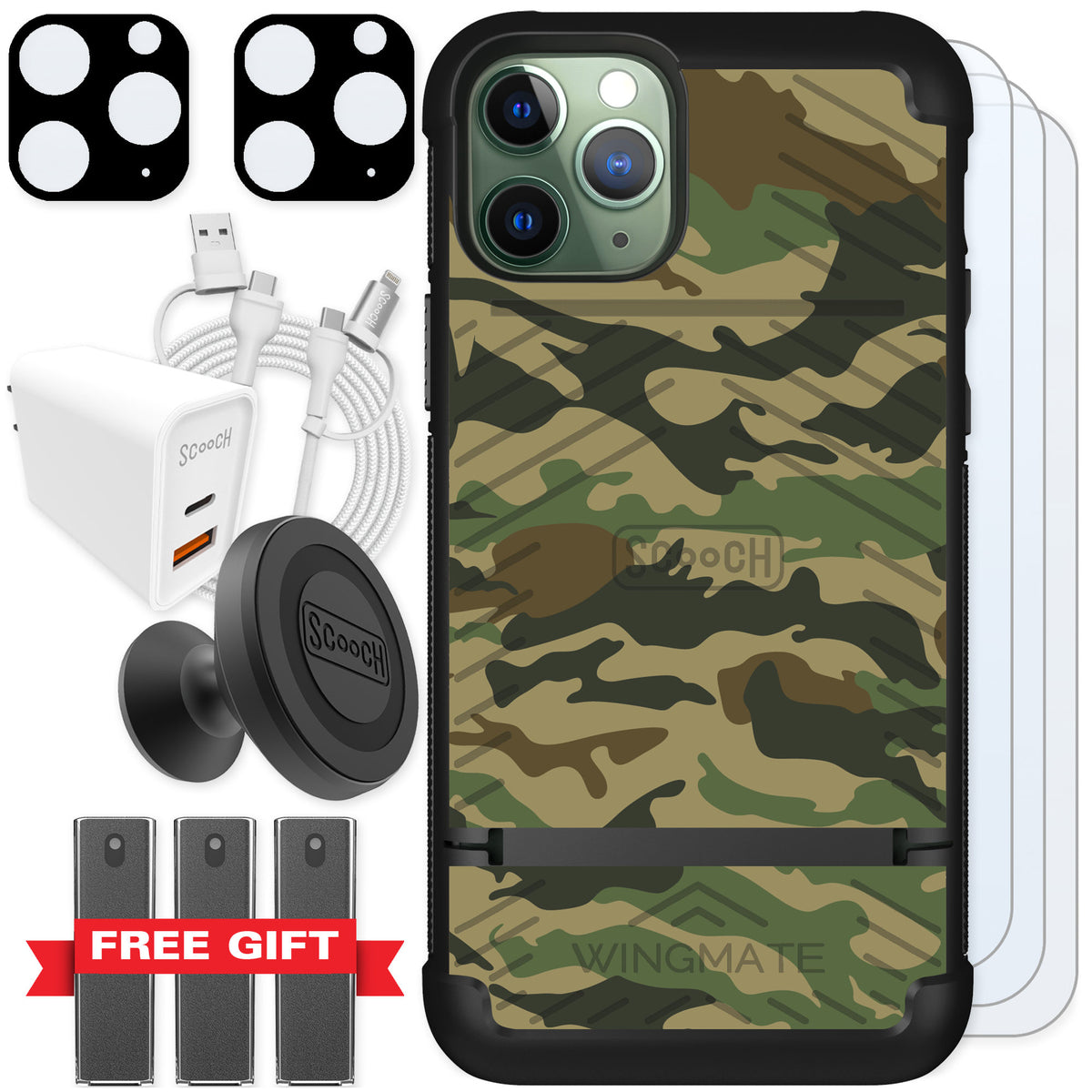 Scooch Wingmate Classic Camo for iPhone 11 Pro — Ultimate Bundle