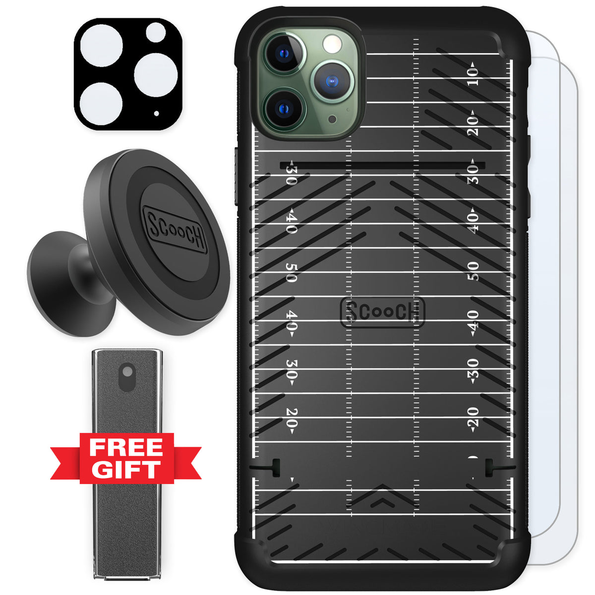 Scooch Wingmate Yard Lines for iPhone 11 Pro Max — Defender Bundle