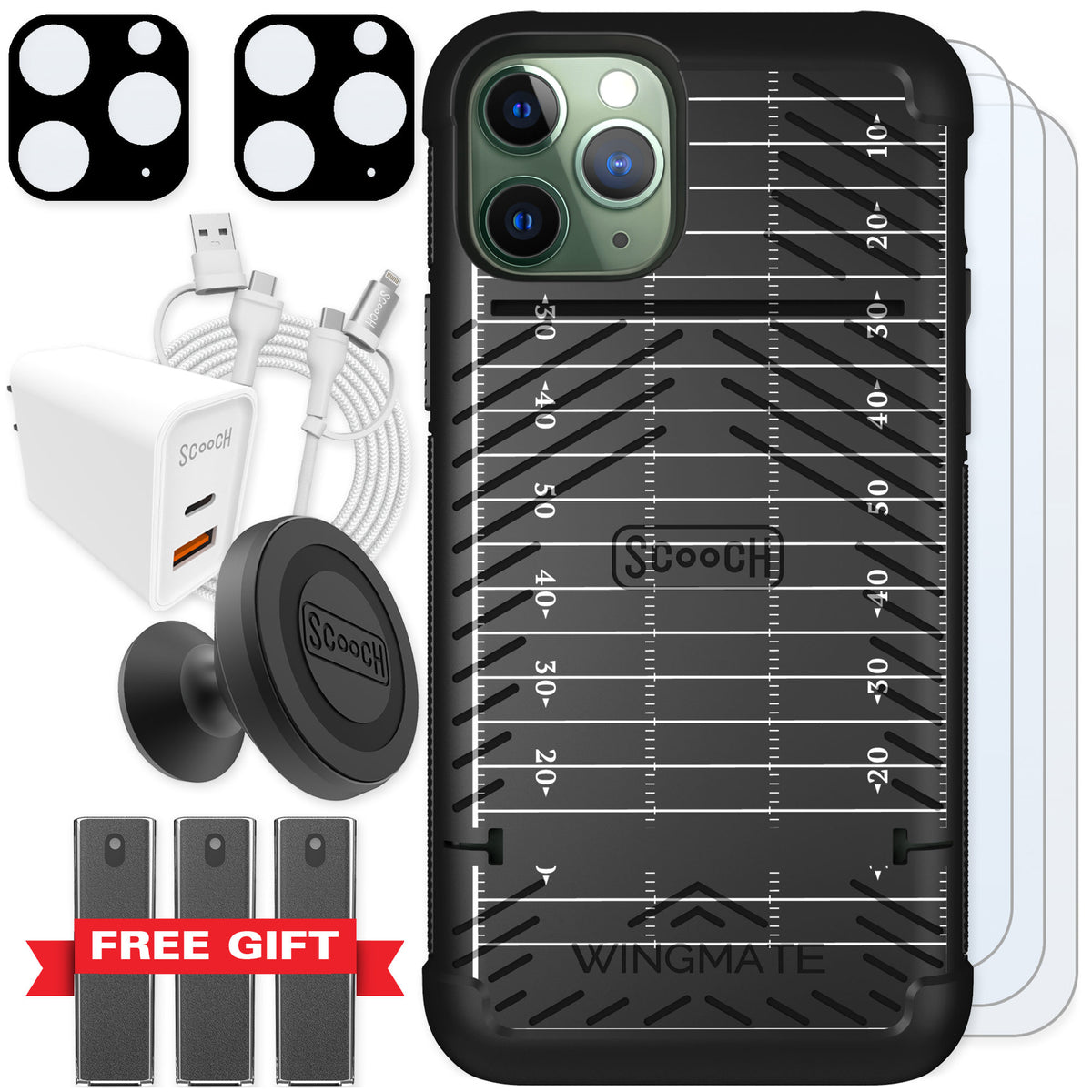 Scooch Wingmate Yard Lines for iPhone 11 Pro — Ultimate Bundle