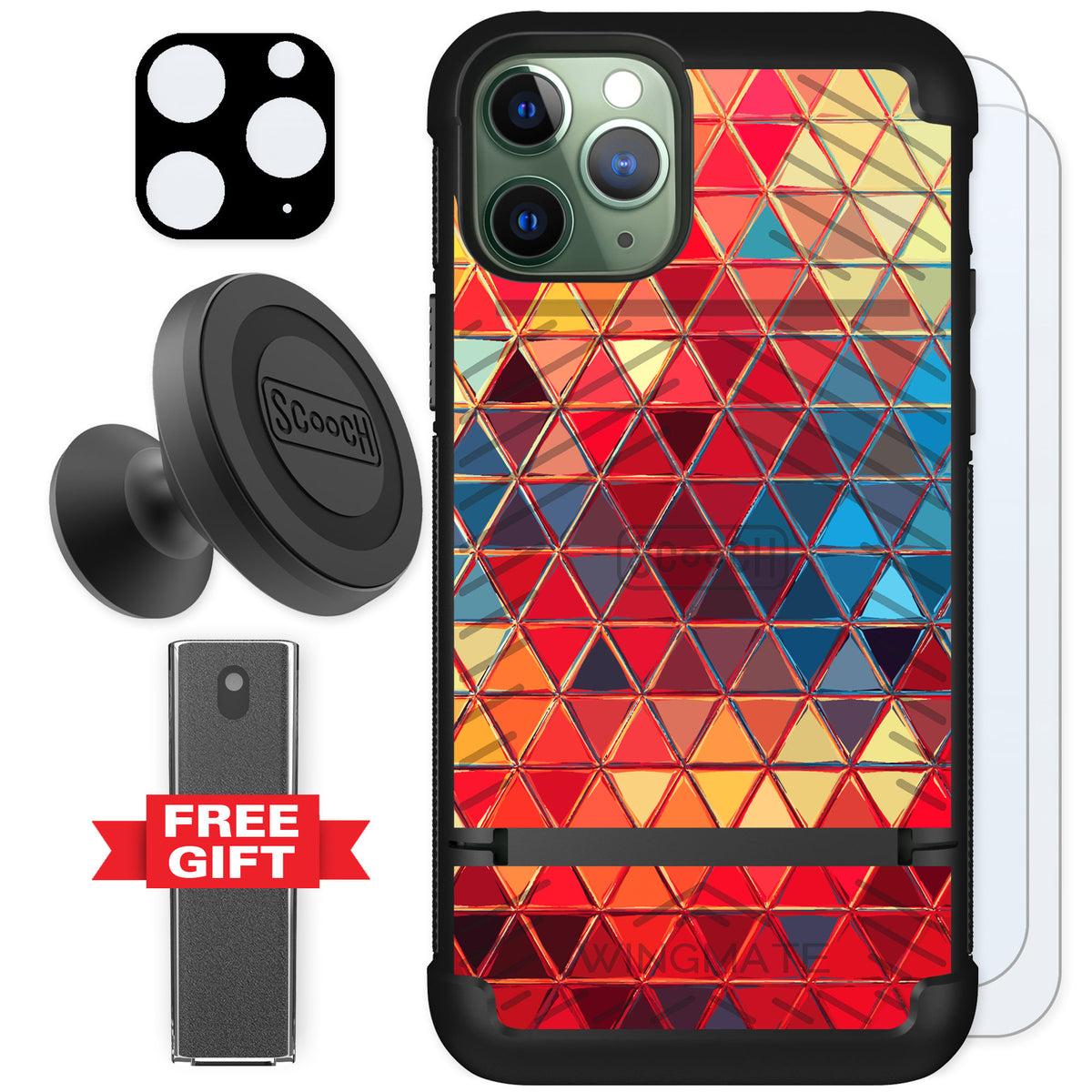 Scooch Wingmate Festive Glass for iPhone 11 Pro — Defender Bundle