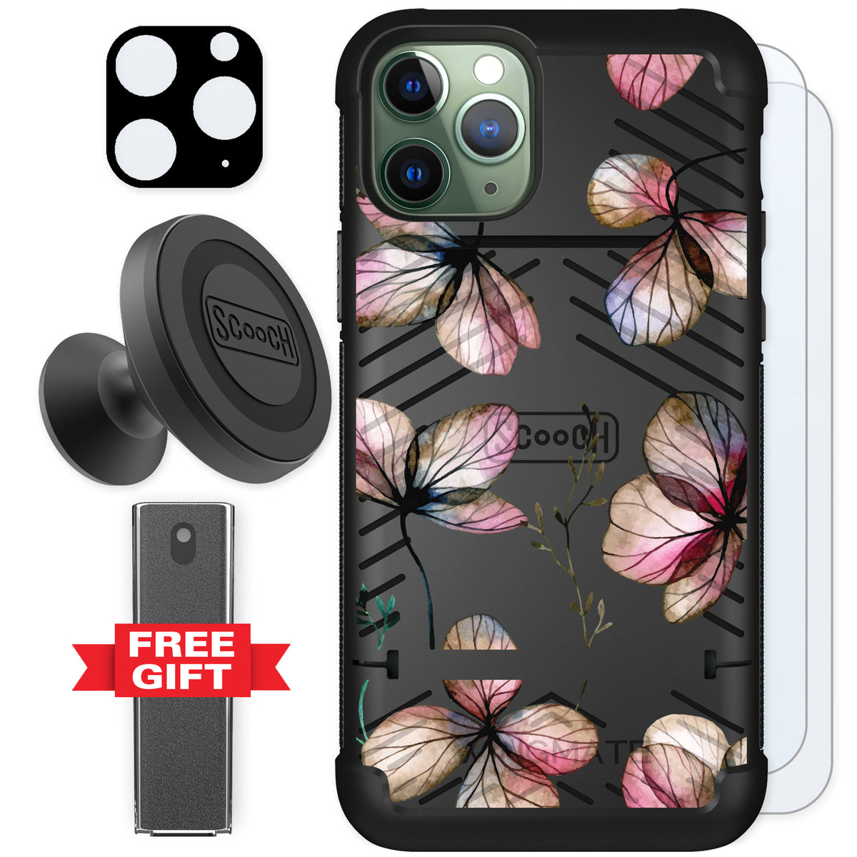 Scooch Wingmate Dried Flowers for iPhone 11 Pro — Defender Bundle